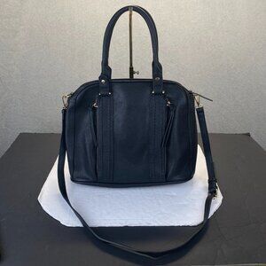 Sasha + Sofi  Tote Black eather Contract Double HandlesCrossbody straps. bag